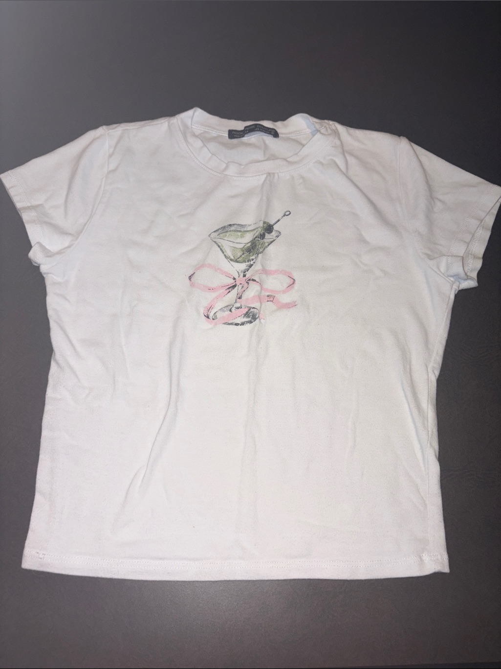 White Kids Short Sleeve Tee With Ballet Shoe Graphic